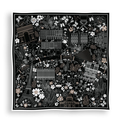 PARIS SILK SCARF IN NOIR CHIC