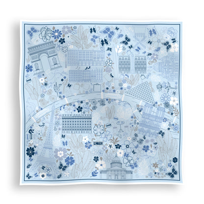 PARIS SILK SCARF IN BLUE REVERIE