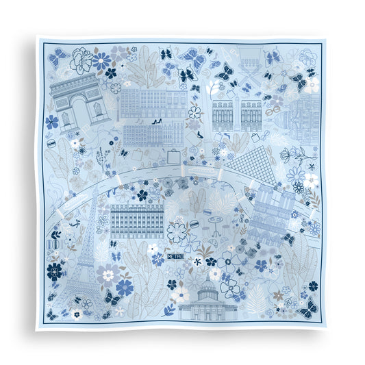 PARIS SILK SCARF IN BLUE REVERIE