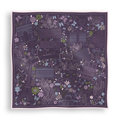 PARIS SILK SCARF IN VIOLET BLOOM